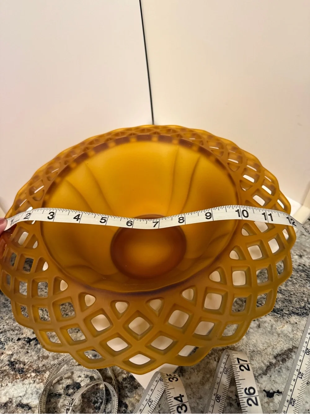 Vintage Westmoreland Frosted Amber Lattice bowl